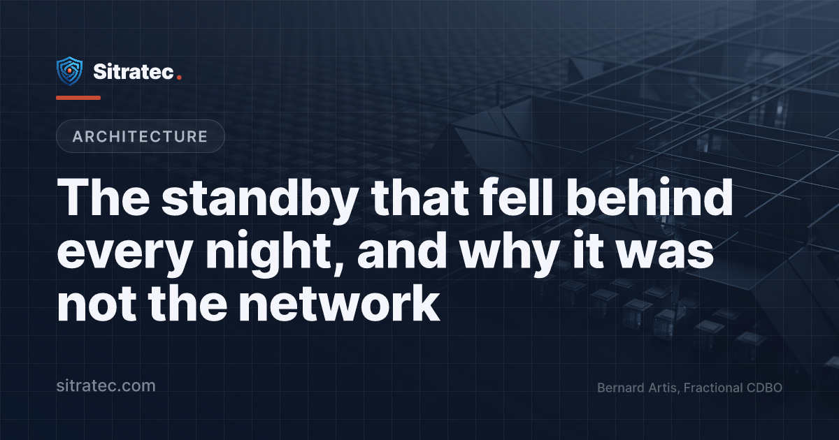 The standby that fell behind every night, and why it was not the network